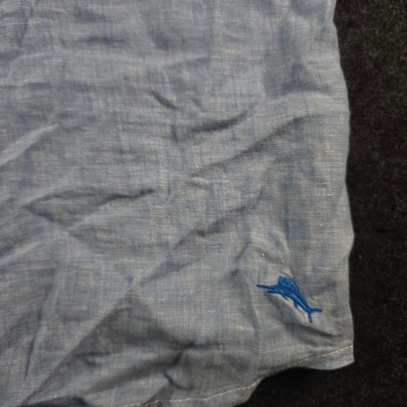 Tommy Bahama Mens Blue Linen Short Sleeve Button Down Shirt Breathable Size L - Picture 9 of 12